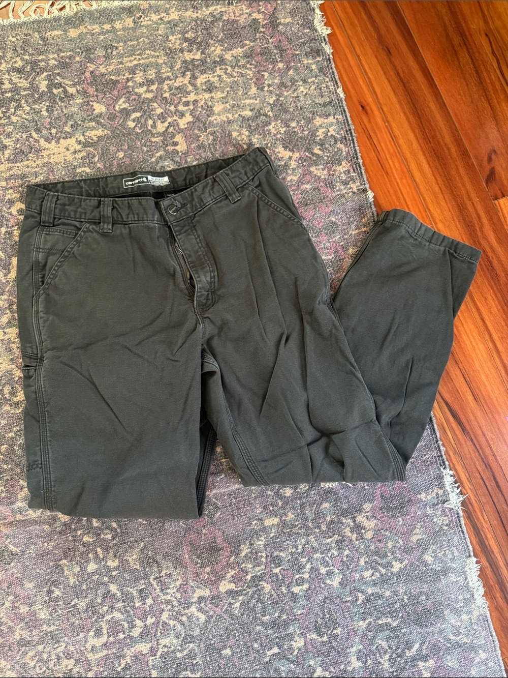 Carhartt Flannel Lined Carpenter Style Work Pants 36x32 Dark Gray